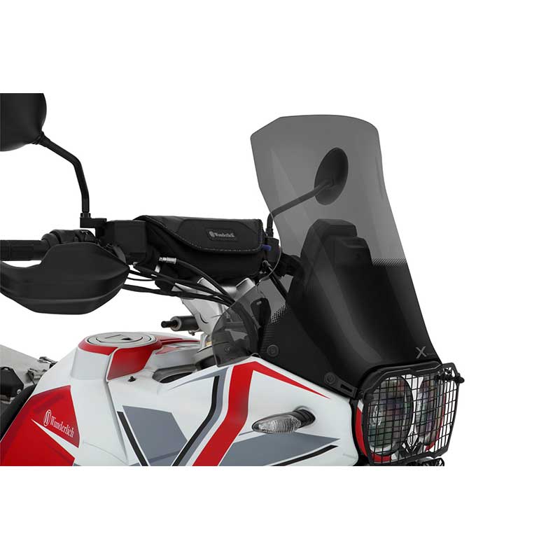 Bulle Moto Marathon gris fume Wunderlich pour Ducati DesertX Rally. Blackpines.fr