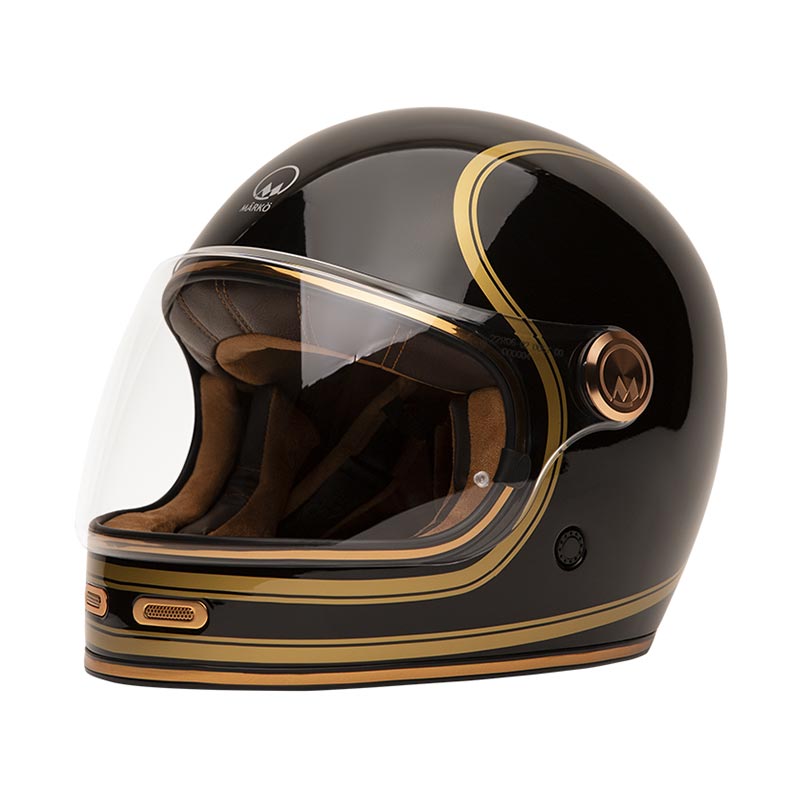 Casque moto integral Full Moon 2 noir et or de Marko Helmets. Blackpines.fr