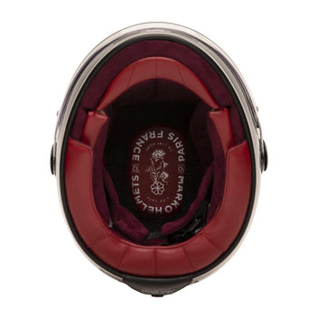 Casque moto integral Full Moon 2 noir avec interieur rouge Marko Helmets. Blackpines.fr