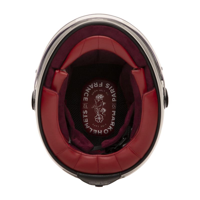 Casque moto integral Full Moon 2 noir avec interieur rouge Marko Helmets. Blackpines.fr