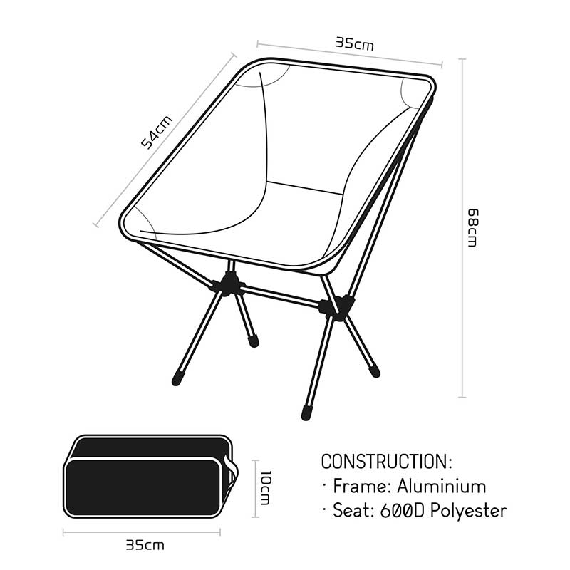 Dimensions chaise de camping Oxford OX759. Blackpines.fr