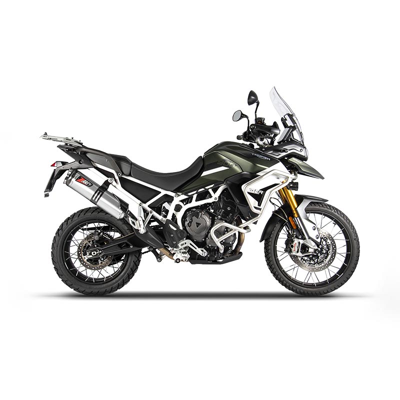 Échappement haut Zard pour Triumph Tiger 900 avec embout carbone.