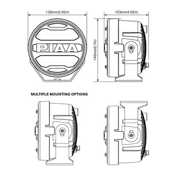 Dimensions feux additionnels route PIAA LPW550 LED DKW559E.