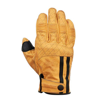 Gants moto en cuir homologues Miles jaune et noir Age of Glory. Blackpines.fr