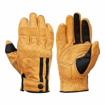 Gants moto en cuir homologues Miles jaune et noir Age of Glory. Blackpines.fr