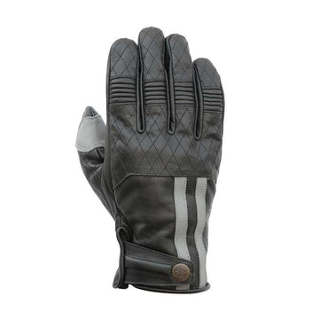 Gants moto en cuir homologues Miles noir et gris Age of Glory. Blackpines.fr
