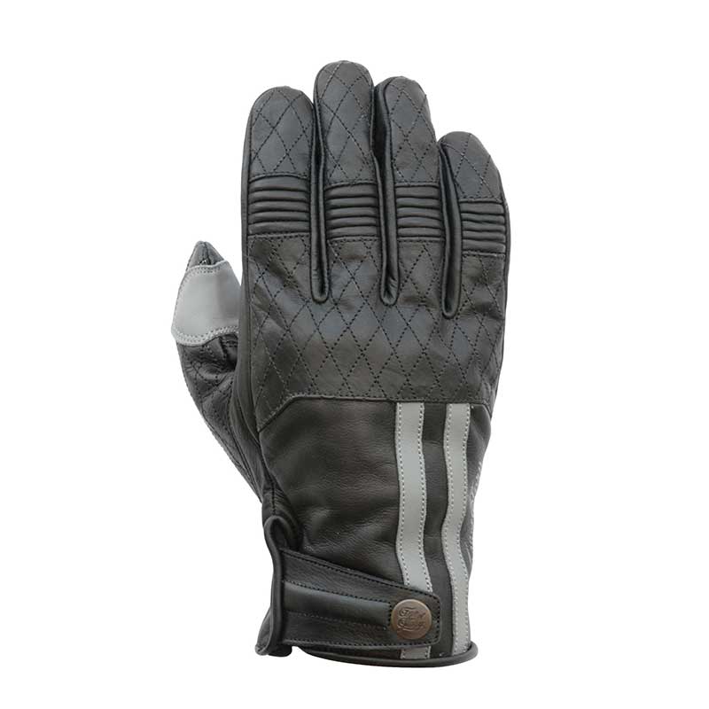 Gants moto en cuir homologues Miles noir et gris Age of Glory. Blackpines.fr