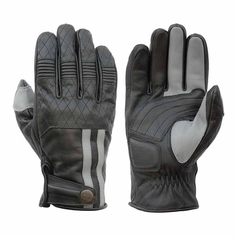 Gants moto en cuir homologues Miles noir et gris Age of Glory. Blackpines.fr