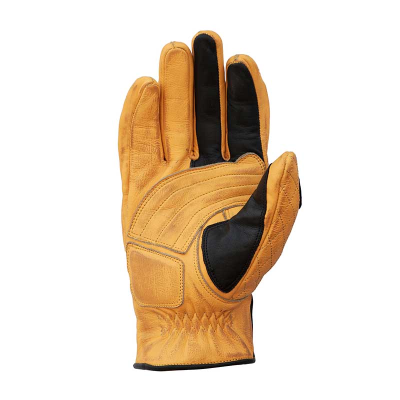 Gants moto en cuir homologues Miles jaune et noir Age of Glory. Blackpines.fr