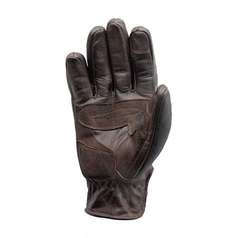 Gant moto cuir et denim homologués Age of Glory Shifter marron.