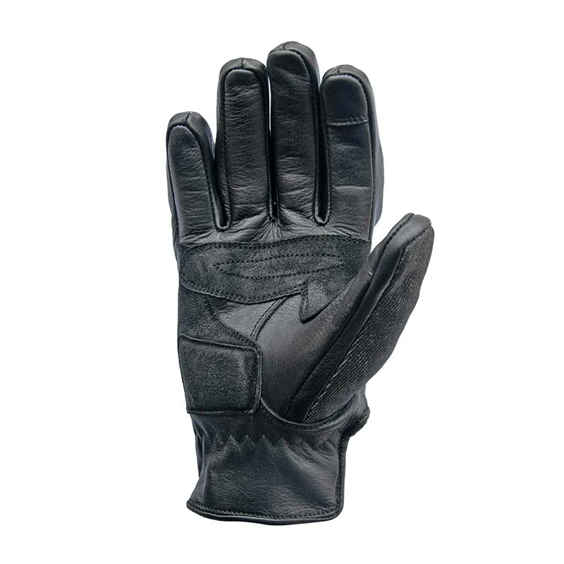 Paume gant moto cuir et denim homologués Age of Glory Shifter noir.
