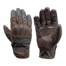Gants moto cuir et denim homologués Age of Glory Shifter marron.