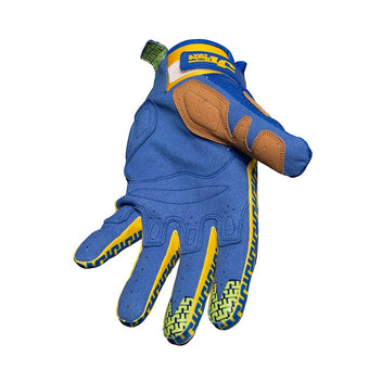 Gant mx JT Racing USA LIFE-LINE jaune et bleu paume.