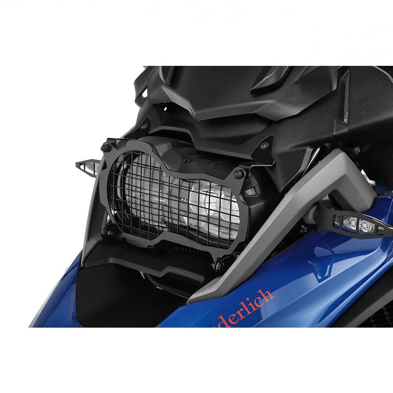 Grille de protection rabattable pour phare moto BMW r1250gs et r1200gs. Blackpines.fr