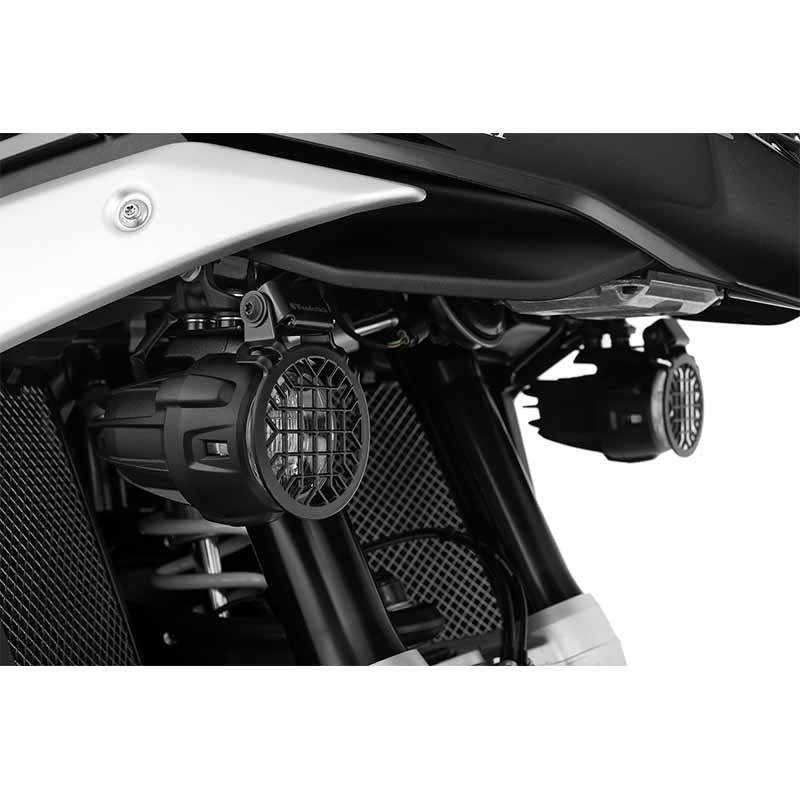 Grilles de protection pour phares additionnels LED NANO BMW R1300GS. Blackpines.fr