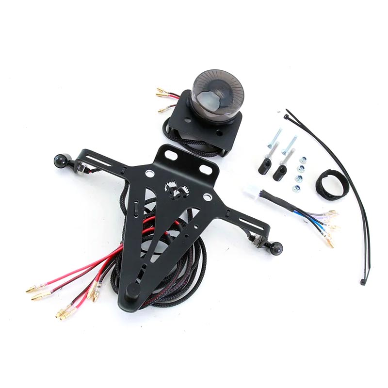 Kit de support de plaque immatriculation moto Royal Enfield Interceptor et GT650 Hedgehog. Blackpines.fr