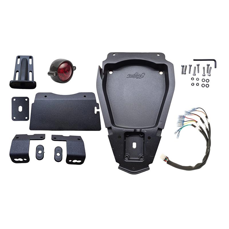 Kit V3 Motone Custom support plaque et feu Eldorado noir brillant.