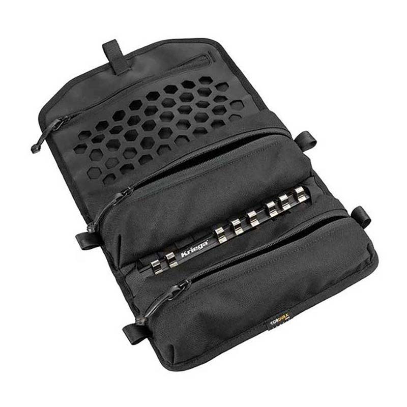 Sacoche à outils Kriega OS-TOOL ROLL ouverte.