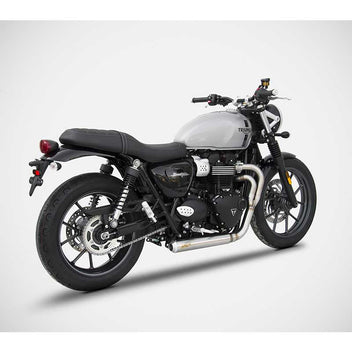 Ligne d'échappement Cross Zard pour Triumph Speed et Street Twin. Blackpines.fr