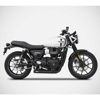 Ligne d'échappement Cross Zard pour Triumph Speed et Street Twin. Blackpines.fr