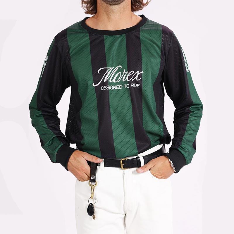 T-Shirt manches longues rayé vert et noir Morex Custom Ramos.