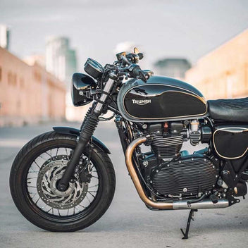 Cache moteur noir Motone Customs pour Triumph. Blackpines.fr