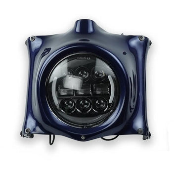 Plaque phare bleue foncée pour Royal Enfield 650 Bonvent. Blackpines.fr