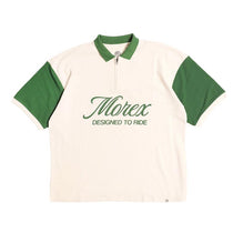 Polo oversize coton nid d'abeille ZARD Morex Custom, écru et vert, devant.