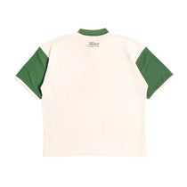 Polo oversize coton nid d'abeille ZARD Morex Custom, écru et vert, dos.