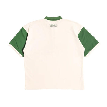 Polo oversize coton nid d'abeille ZARD Morex Custom, écru et vert, dos.