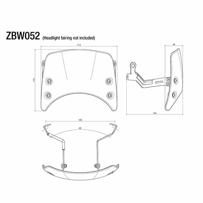 Kit de montage ZBW052B pour saute-vent CF011 (BMW R nineT) | Rizoma - blackpines.fr