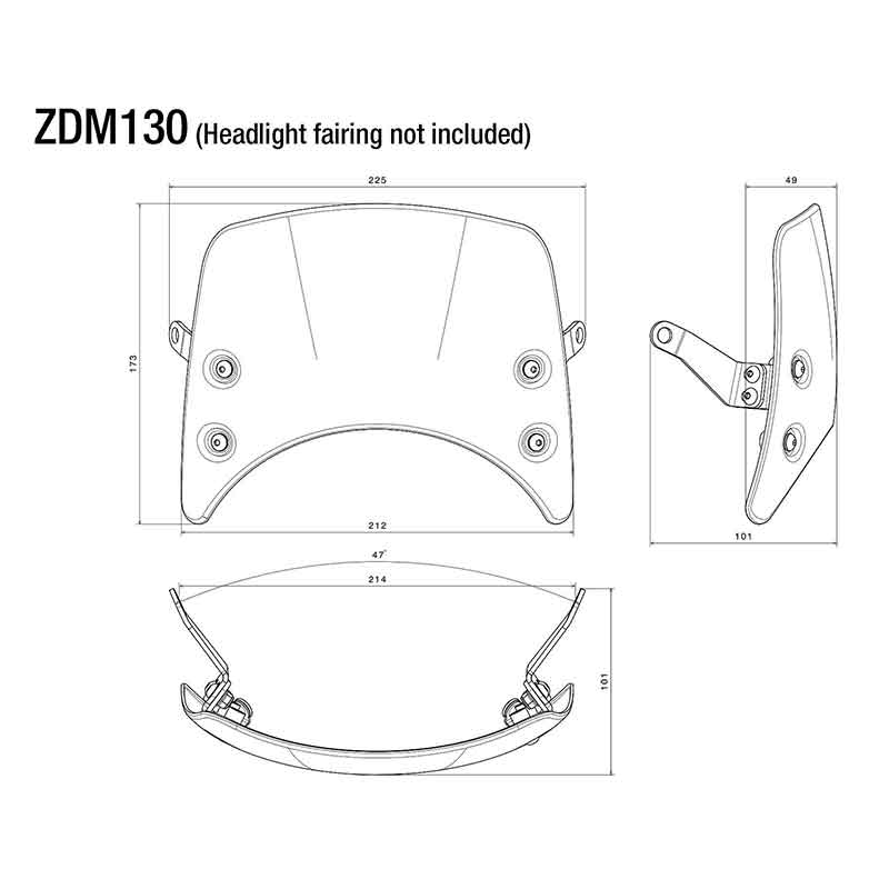 Kit de montage ZDM130B pour saute-vent CF011 Rizoma. Blackpines.fr