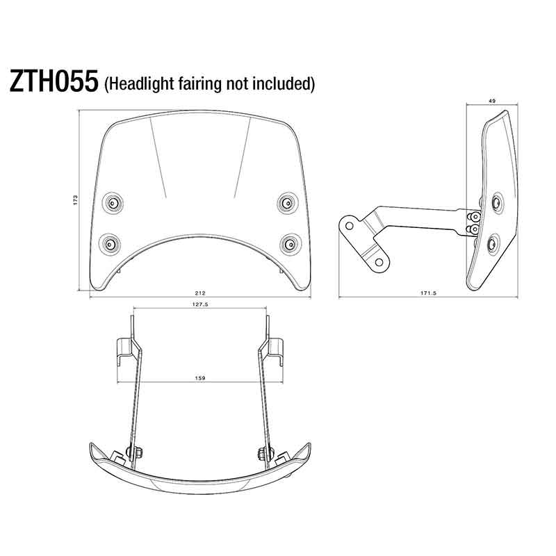 Kit de montage ZTH055B Rizoma pour saute-vent CF011. Blackpines.fr