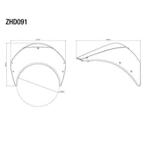 Dimensions saute-vent Rizoma ZHD091BM pour Harley-Davidson. Blackpines.fr