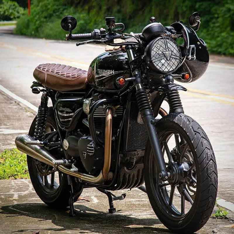 Sabot moteur Defender noir Motone Customs pour Triumph. Blackpines.fr