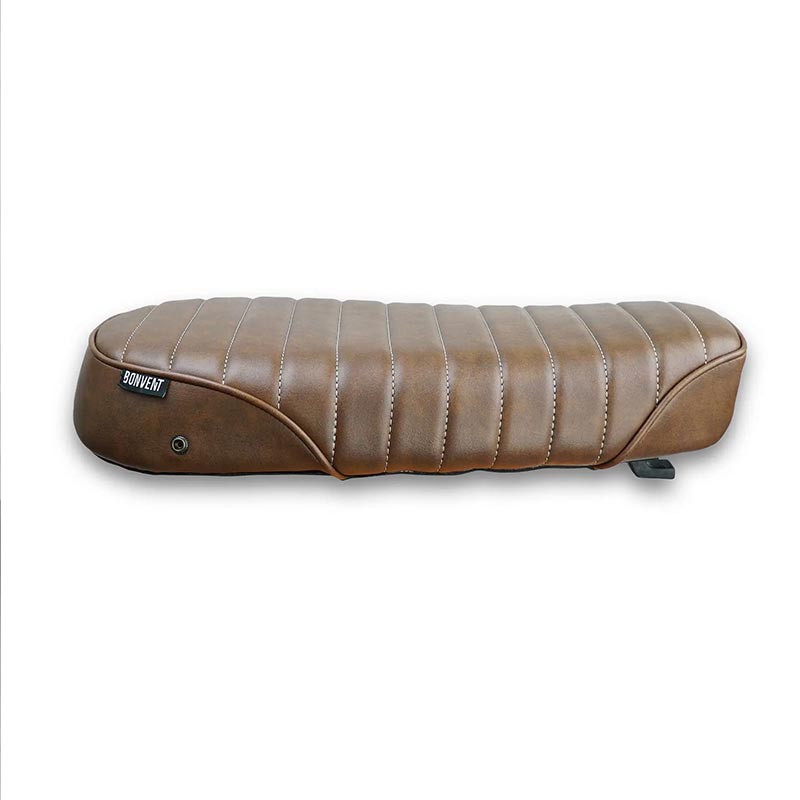 Selle mono marron scrambler pour Royal Enfield serie 650. Blackpines.fr