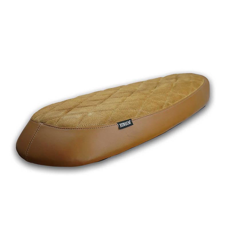 Selle plate Classique marron diamant Bonvent Motorbikes pour Interceptor et Continental GT. Blackpines.fr