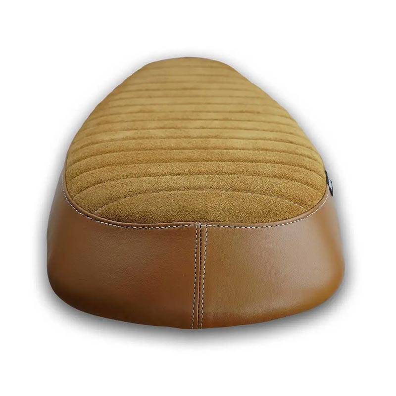 Selle plate Classique marron lignes Bonvent Motorbikes pour Interceptor et Continental GT. Blackpines.fr