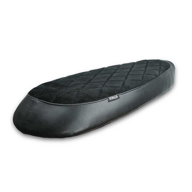 Selle plate Classique noire diamant Bonvent Motorbikes pour Interceptor et Continental GT. Blackpines.fr