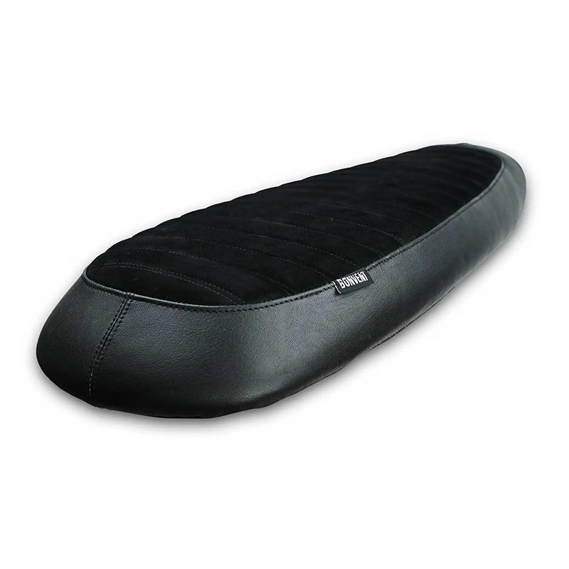 Selle plate Classique noire lignes Bonvent Motorbikes pour Interceptor et Continental GT. Blackpines.fr