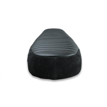 Selle scrambler Classic noire daim pour Royal Enfield Bonvent Motorbikes. Blackpines.fr