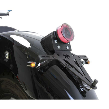 Support plaque avec feu et clignotants LED Hedgehog Motorcycles pour Royal Enfield Super Meteor 650. Blackpines.fr