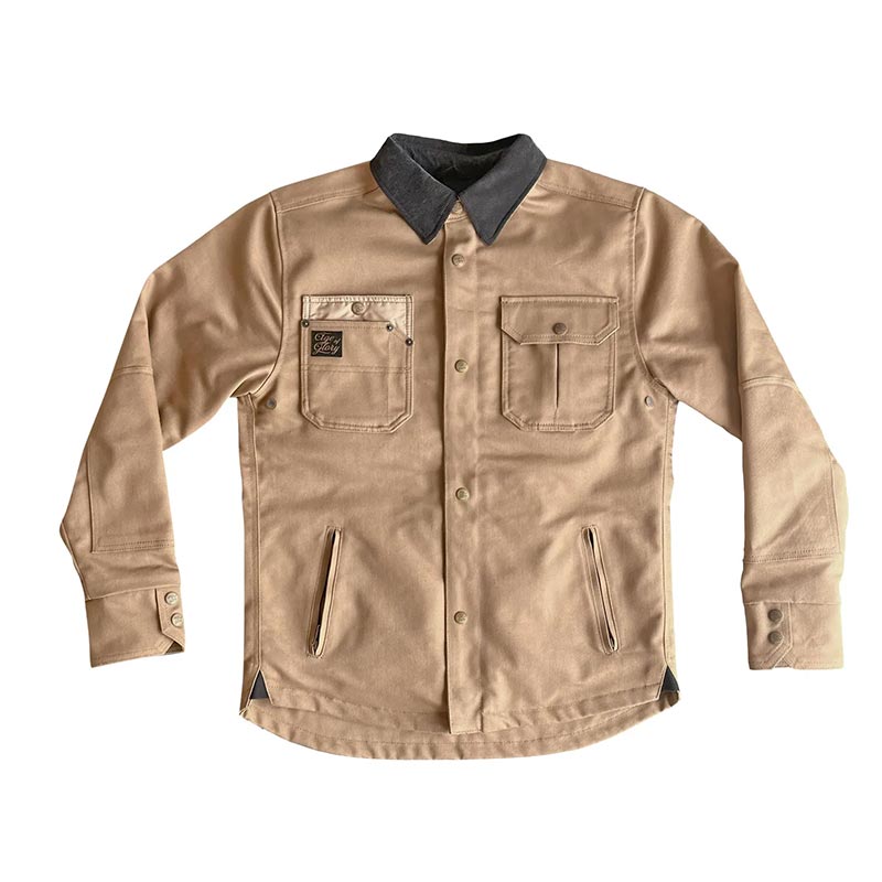 Sur-chemise moto beige RUNAWAY RIDING SHIRT CE AA | Age of Glory