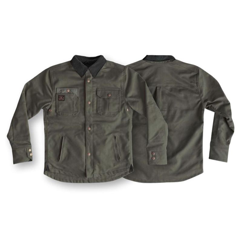 Sur-chemise moto Age of Glory Runaway Riding Shirt Dark Olive.