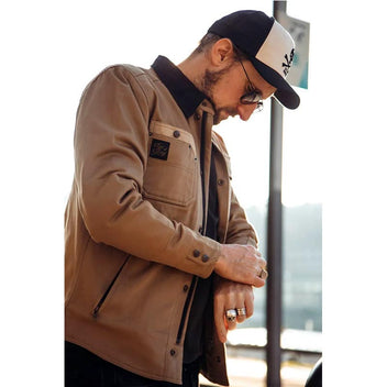 Sur-chemise moto beige RUNAWAY RIDING SHIRT CE AA | Age of Glory
