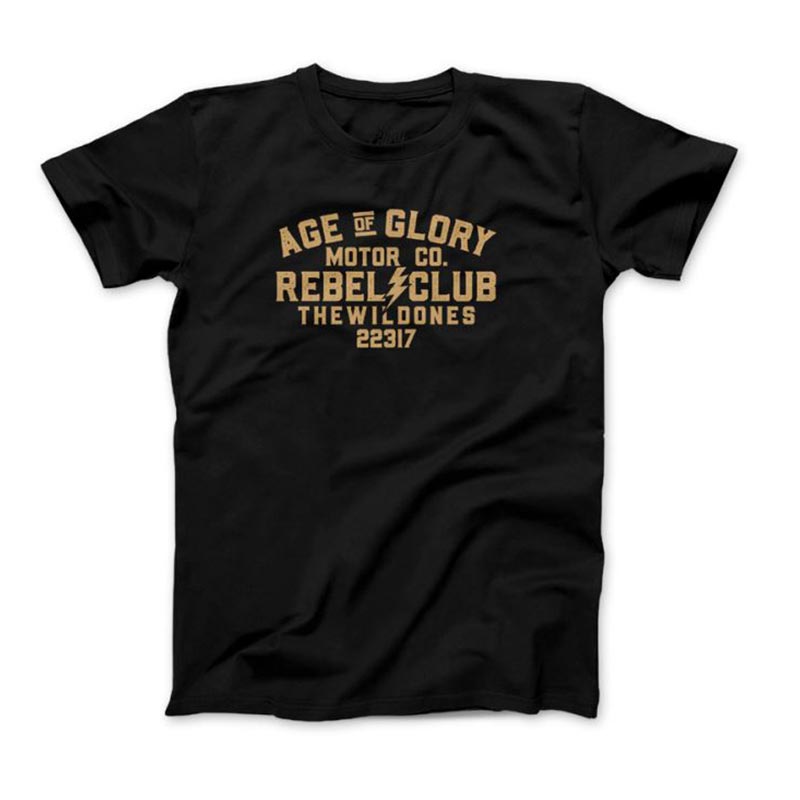 Tee shirt moto manches courtes washed black The Wild Ones Age Of Glory.