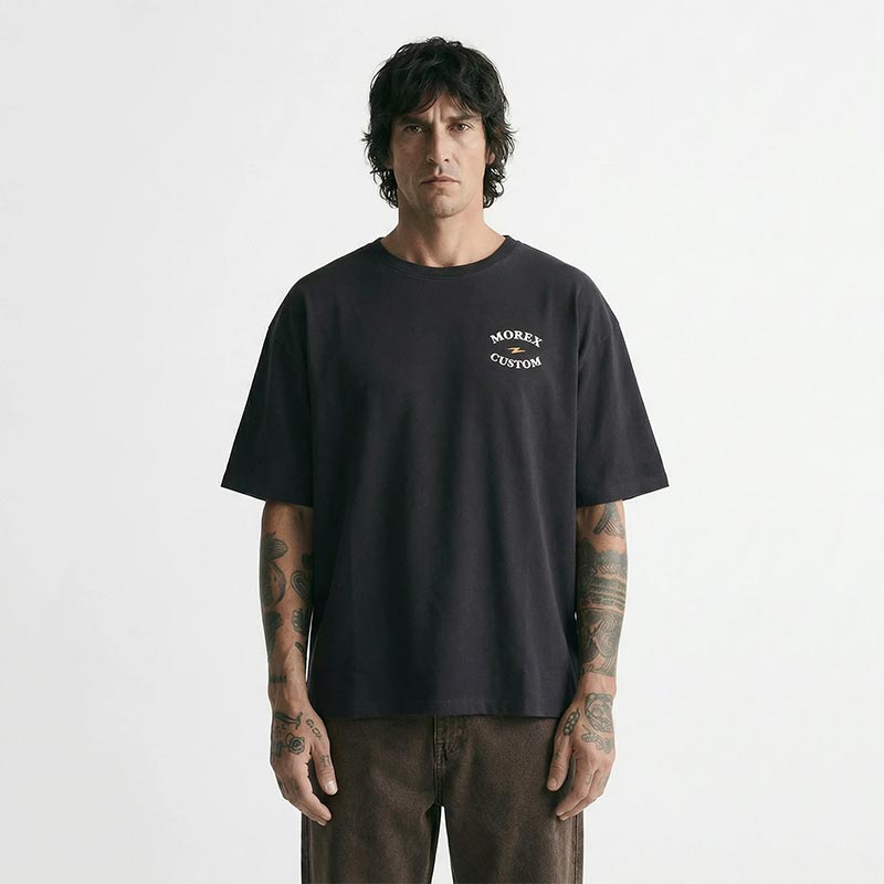 Tee-shirt noir manches courtes homme oversize Morex Custom Excalibur.