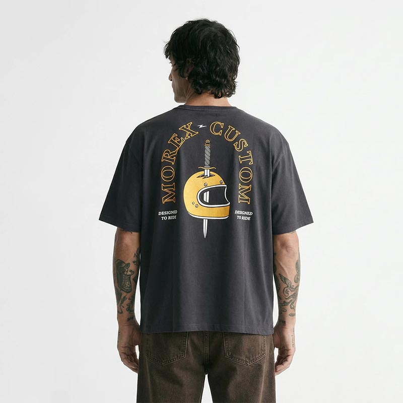 Tee-shirt noir manches courtes homme oversize Morex Custom Excalibur.