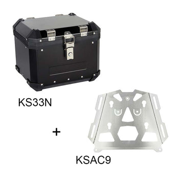 Top case aluminium noir S-LINE KS33N plus platine KSAC9. Blackpines.fr