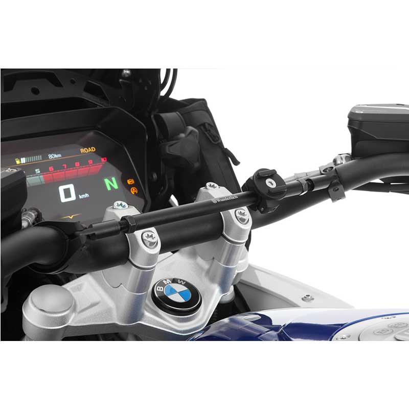 Barre centrale de guidon moto Wunderlich 250mm noire. Blackpines.fr
